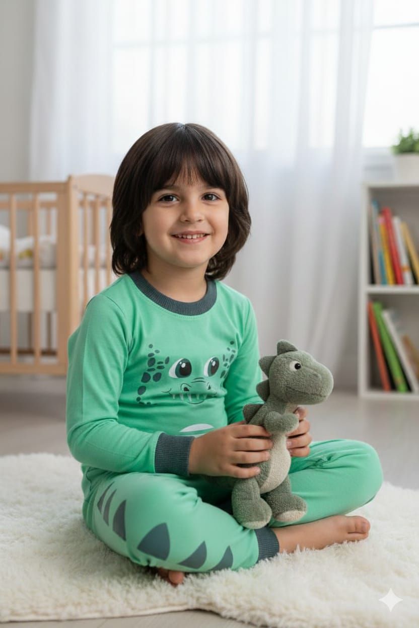 Cute Dino Smile Long sleeves Pyjamas set