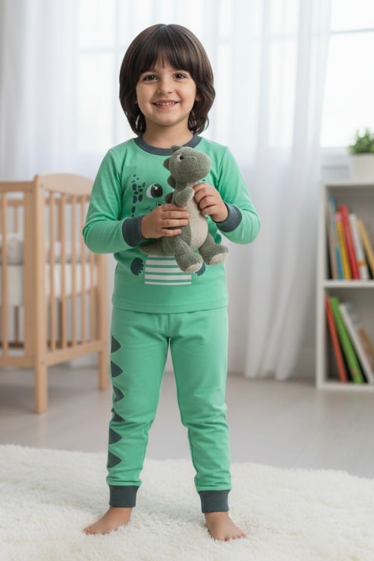 Cute Dino Smile Long sleeves Pyjamas set