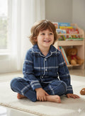 Classic blue flannel pyjamas white(unisex)