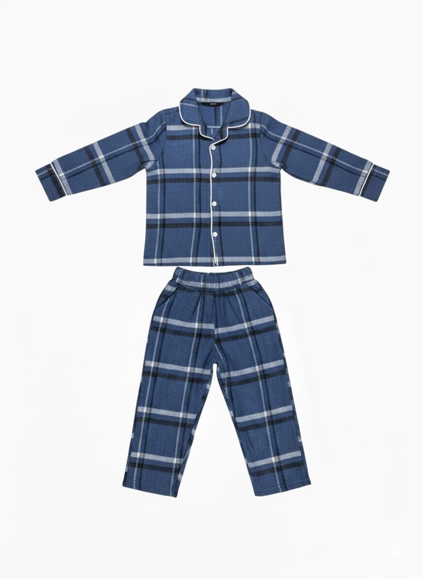 Classic blue flannel pyjamas white(unisex)