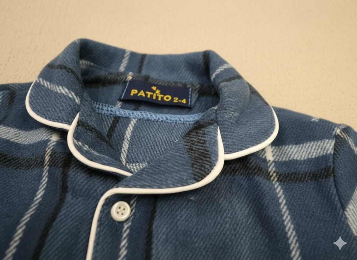 Classic blue flannel pyjamas white(unisex)