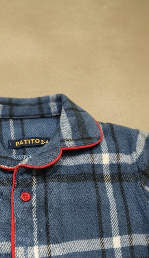 Classic blue flannel pyjamas set red