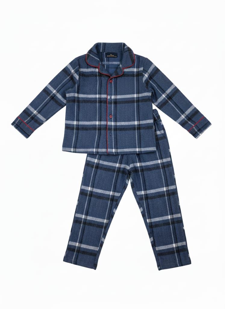 Classic blue flannel pyjamas set red