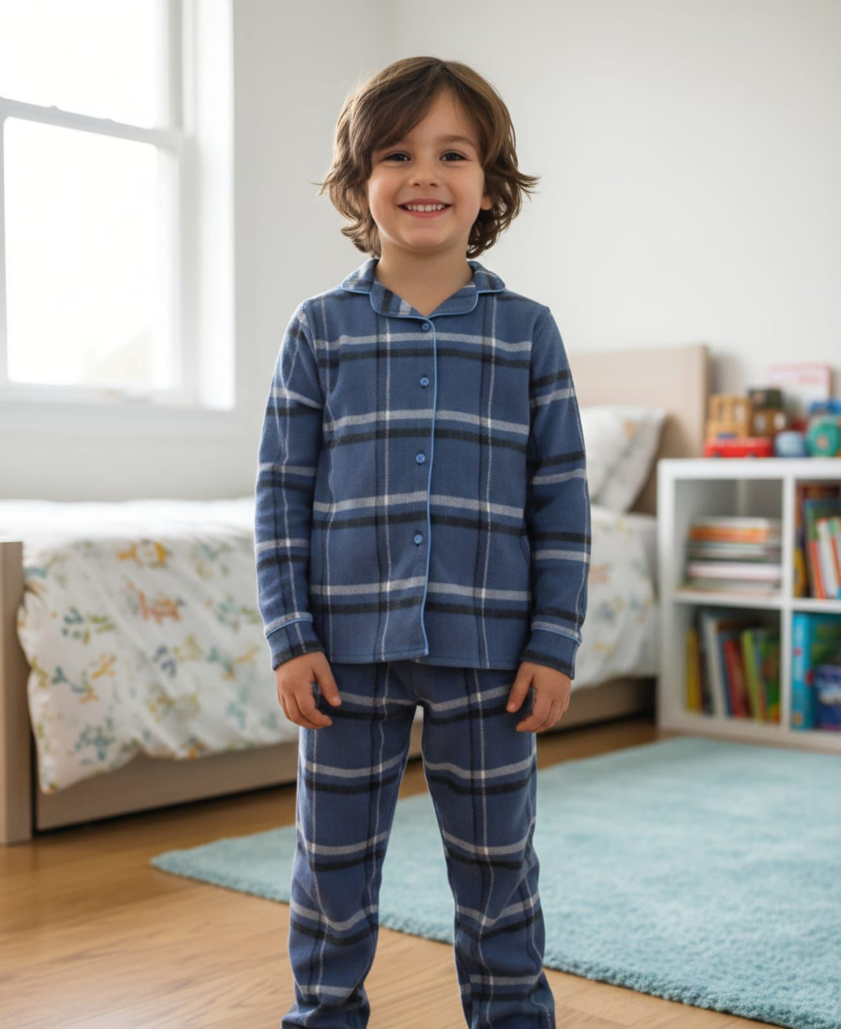 Classic blue flannel pyjamas set  blue