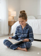 Classic blue flannel pyjamas set lilac