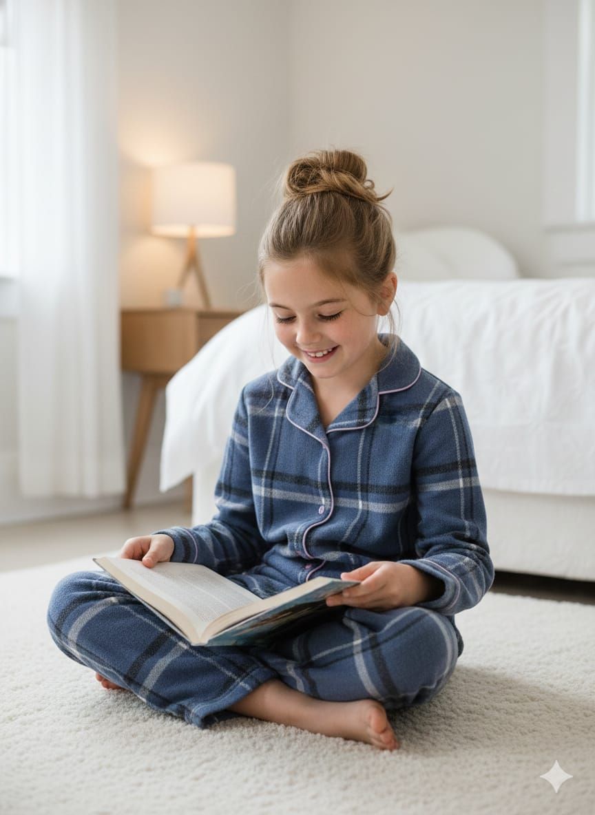 Classic blue flannel pyjamas set lilac