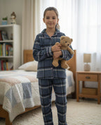 Classic blue flannel pyjamas set lilac