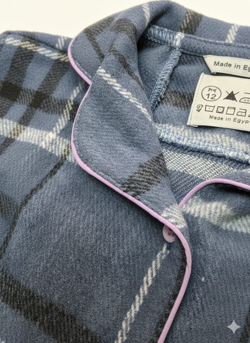 Classic blue flannel pyjamas set lilac