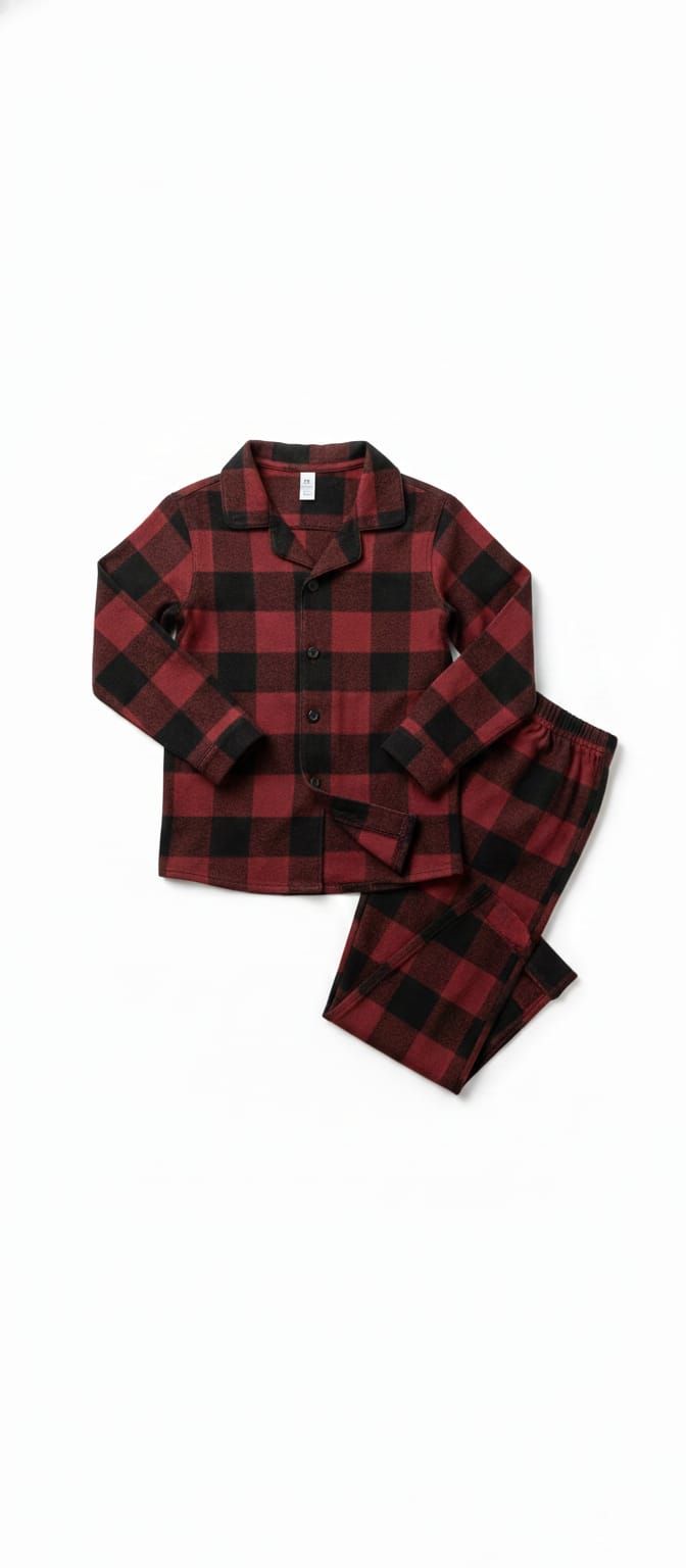 Classic cherry flannel pyjamas set (unisex)