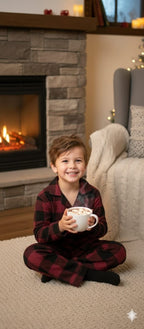 Classic cherry flannel pyjamas set (unisex)