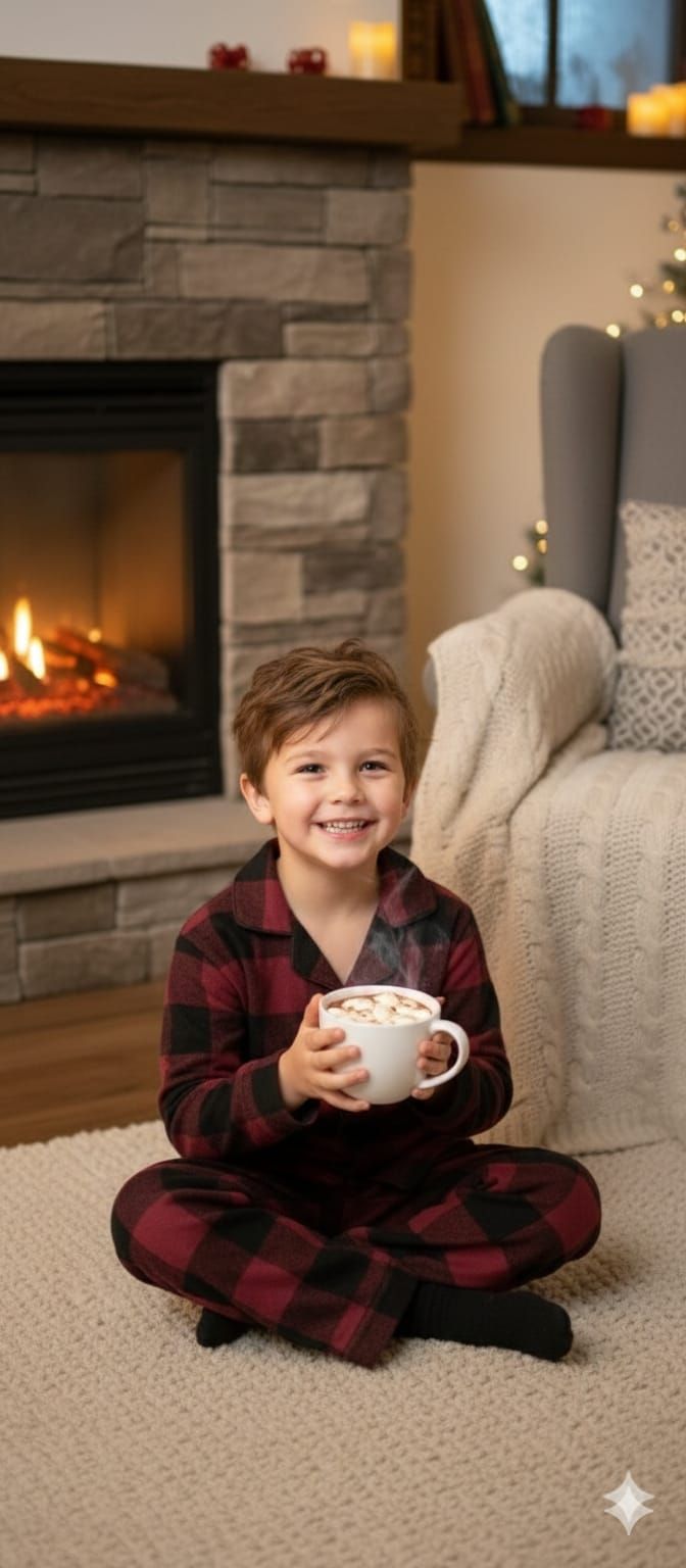 Classic cherry flannel pyjamas set (unisex)