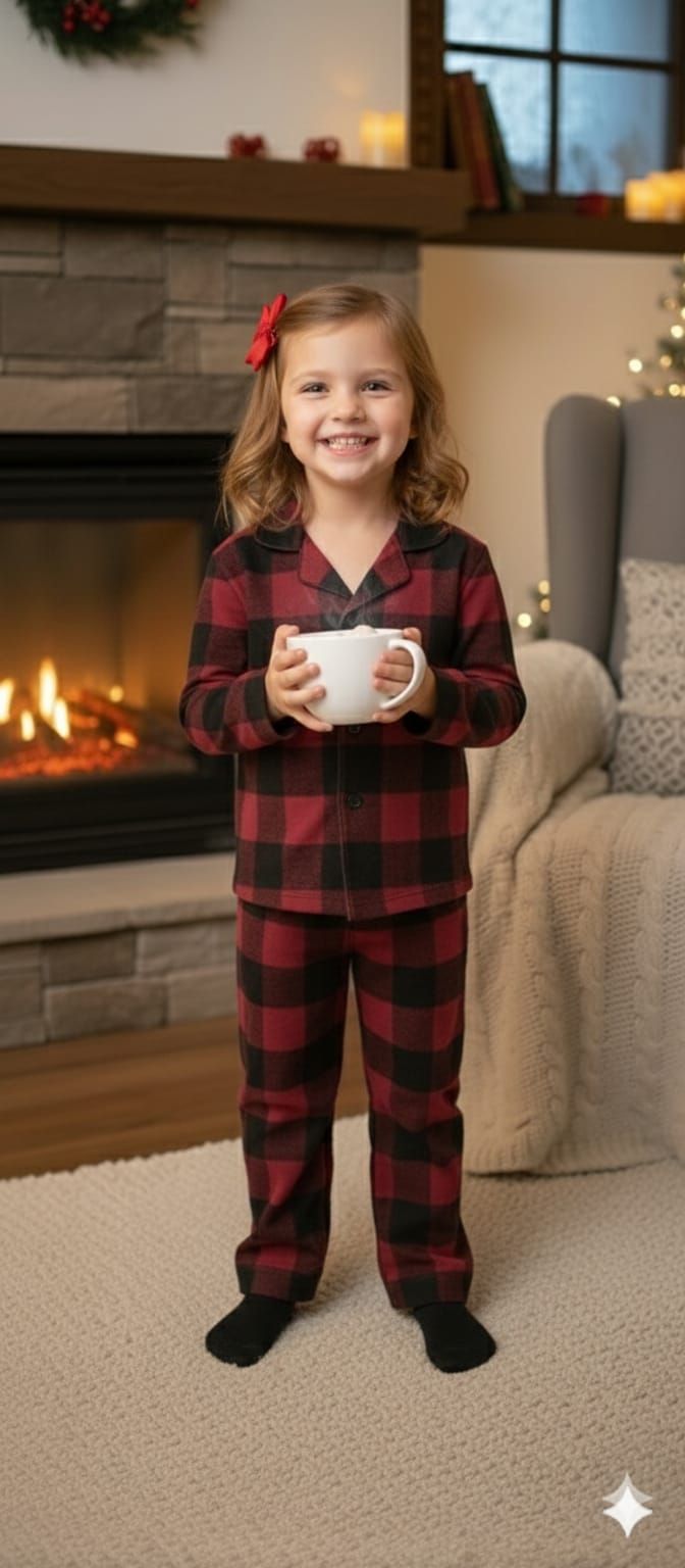 Classic cherry flannel pyjamas set (unisex)