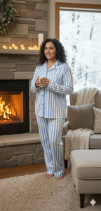 Classic blue stripe pyjamas set