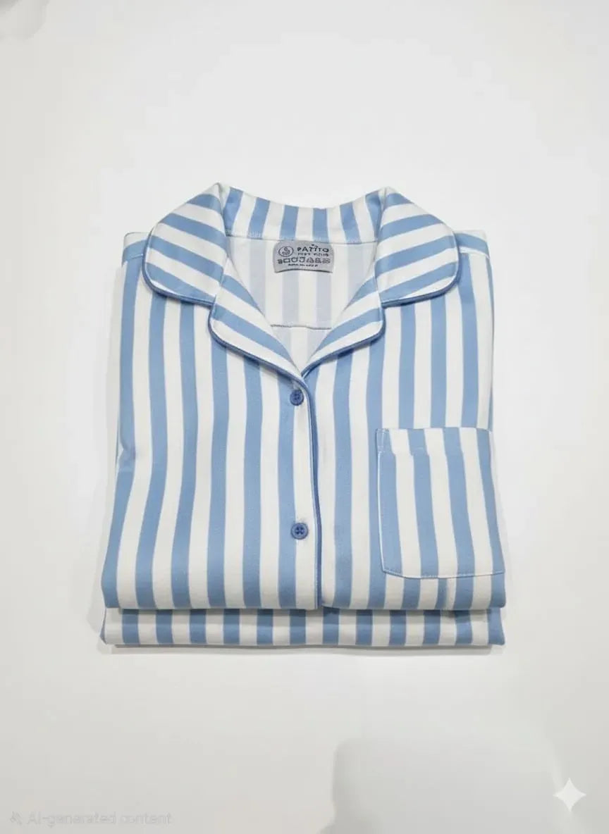 Classic blue stripe pyjamas set