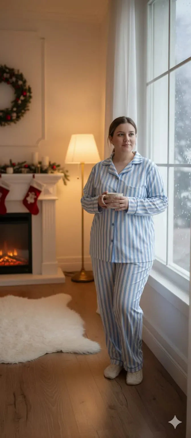 Classic blue stripe pyjamas set